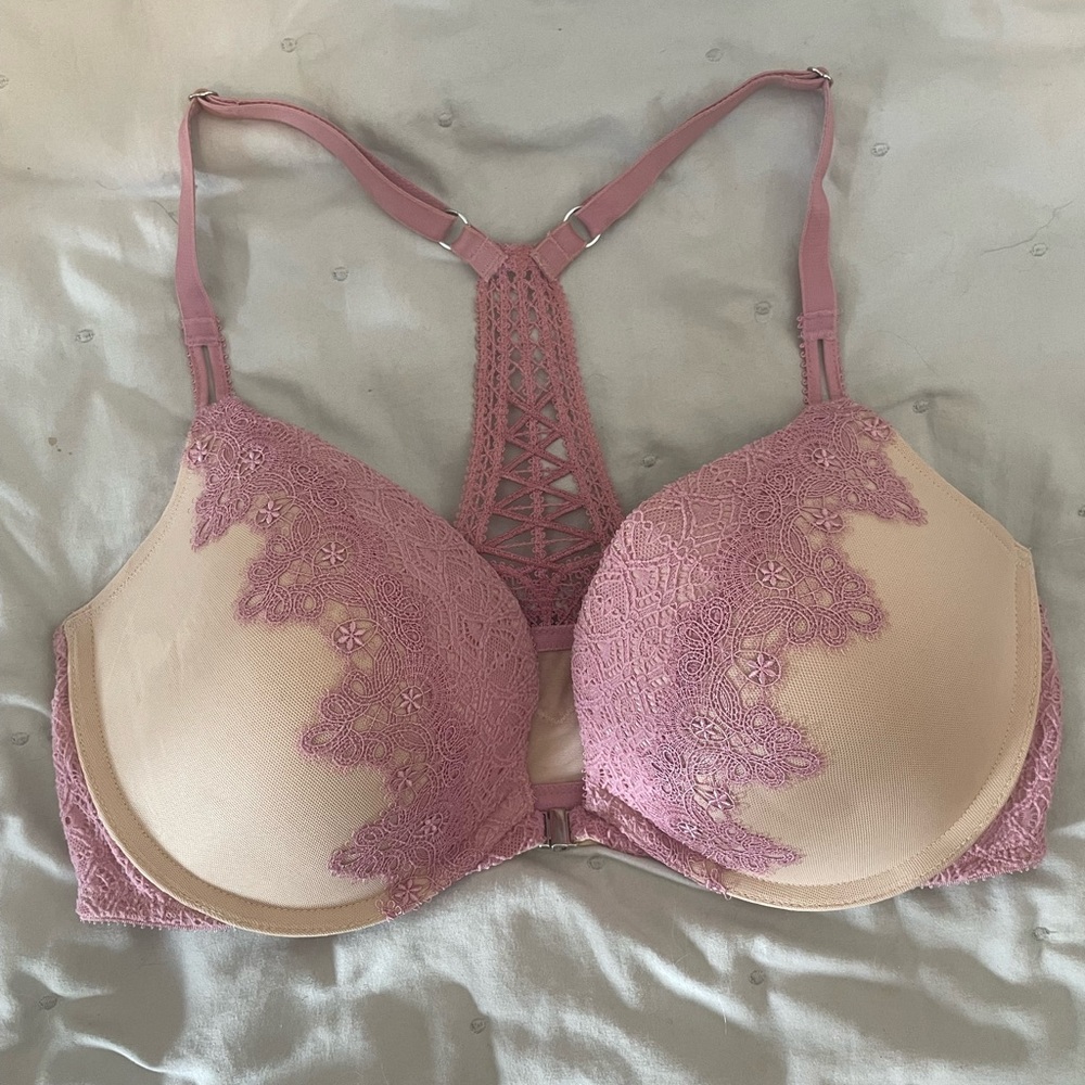 racer back, front closure Victoria’s Secret dream angels push up bra size 34DDD